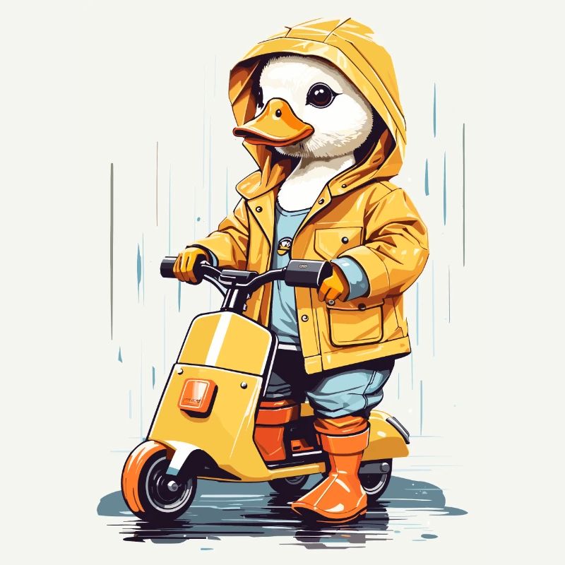 Cute duck with roller