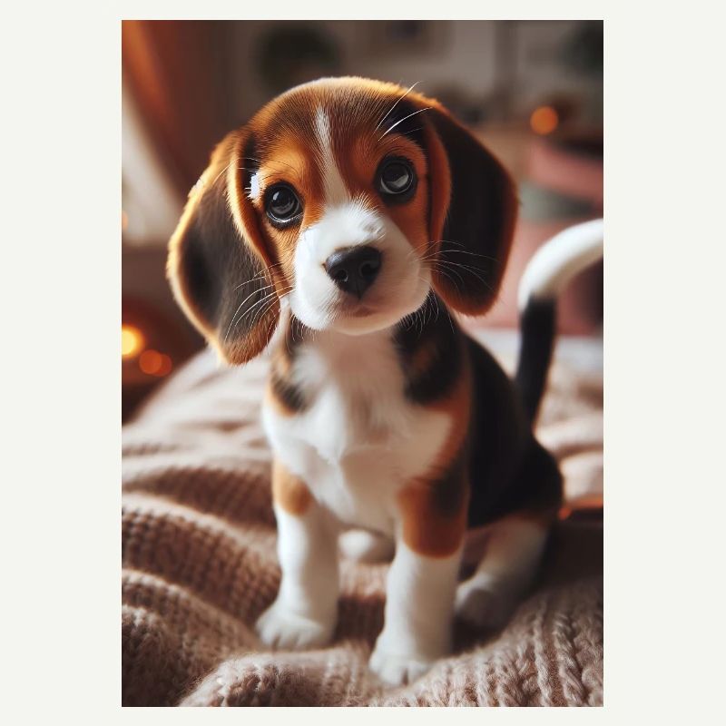 Adorable chiot Beagle sur une couverture douillette