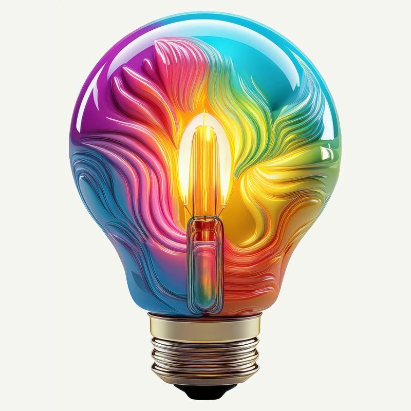 Ampoule colorée comme symbole de créativité