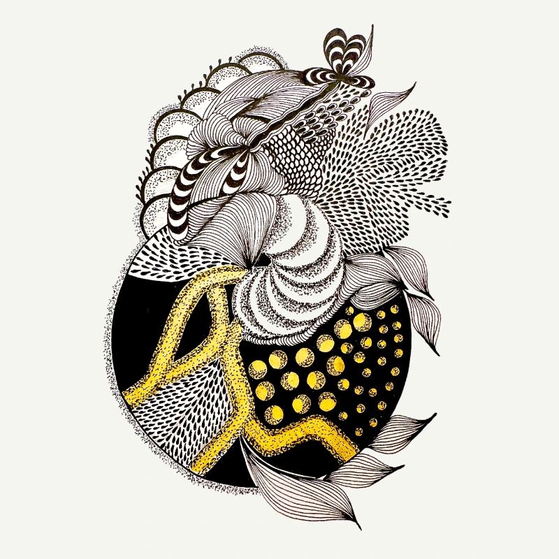 Fish pattern with gold accent