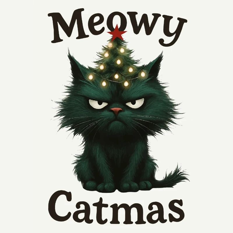 Meowy Catmas Grumpy Christmas Cat