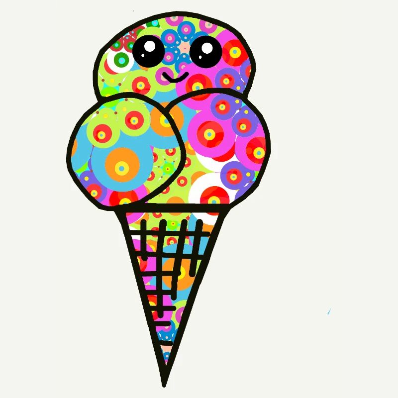 Buntes Blüten-Eisdesign Eiscreme Retro 60er