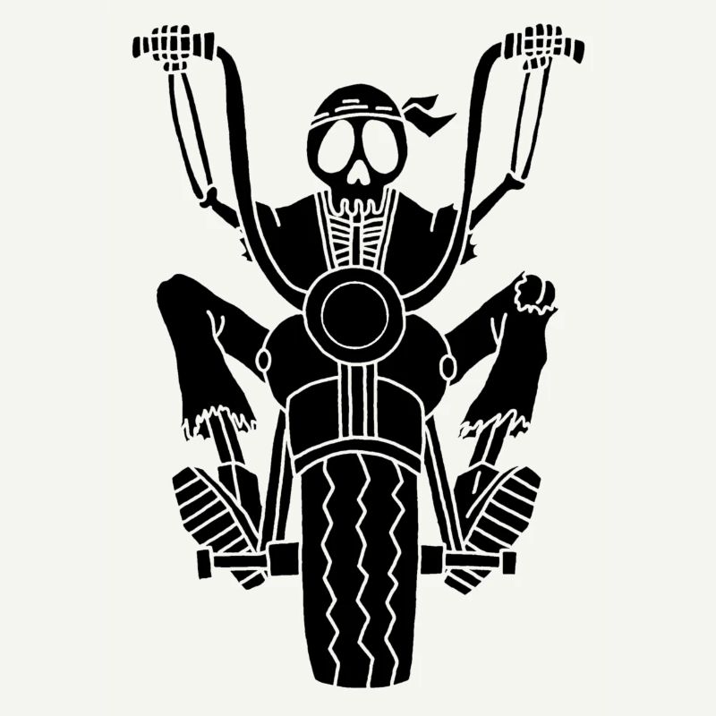 Black biker skeleton