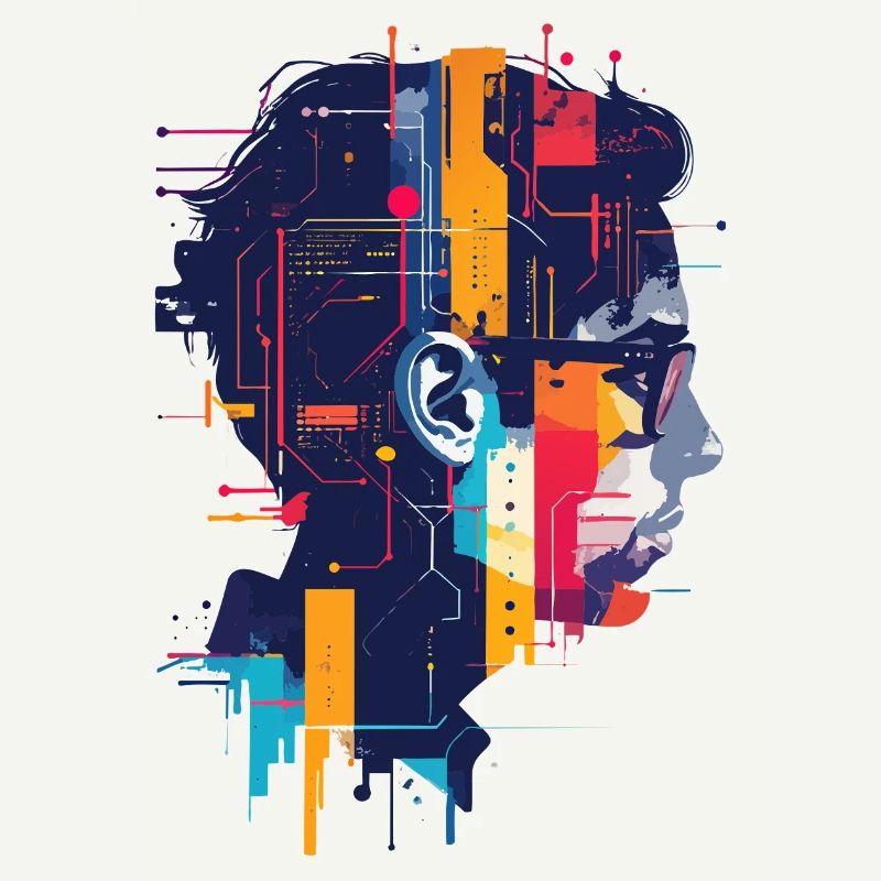 Digital AI Motif PCB Hacker Circuit Art