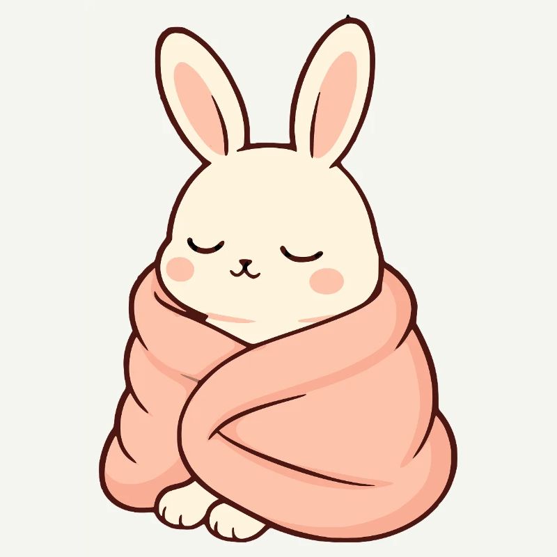 Sleeping bunny in cuddly blanket