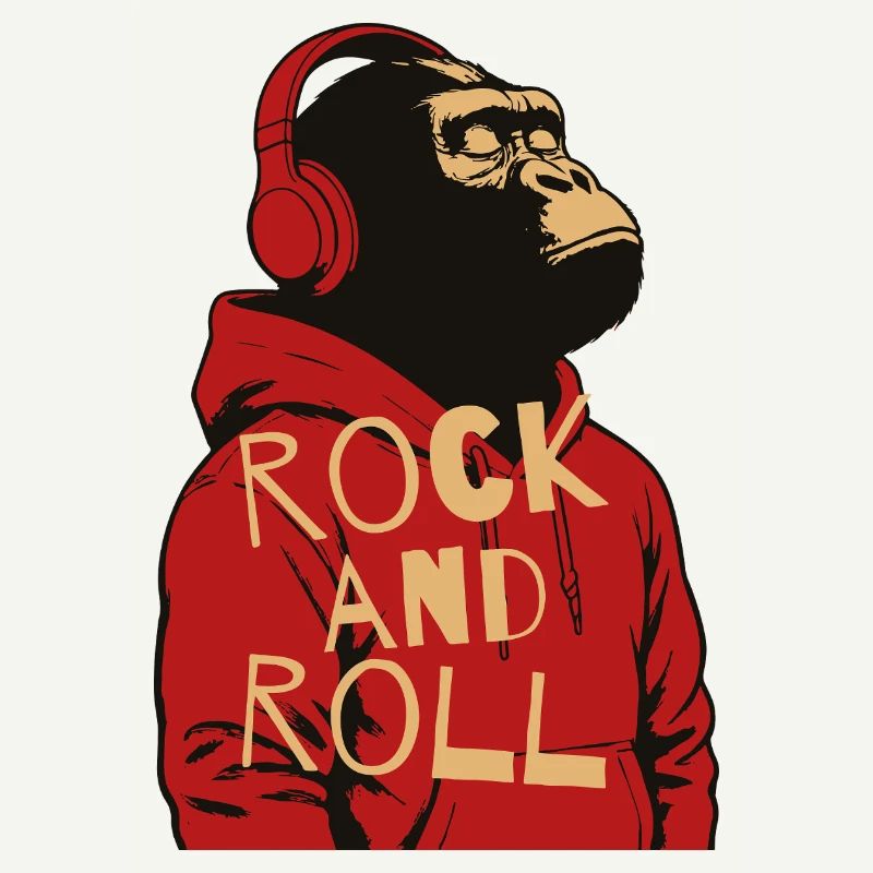 Sweat à capuche Gorilla Rock And Roll