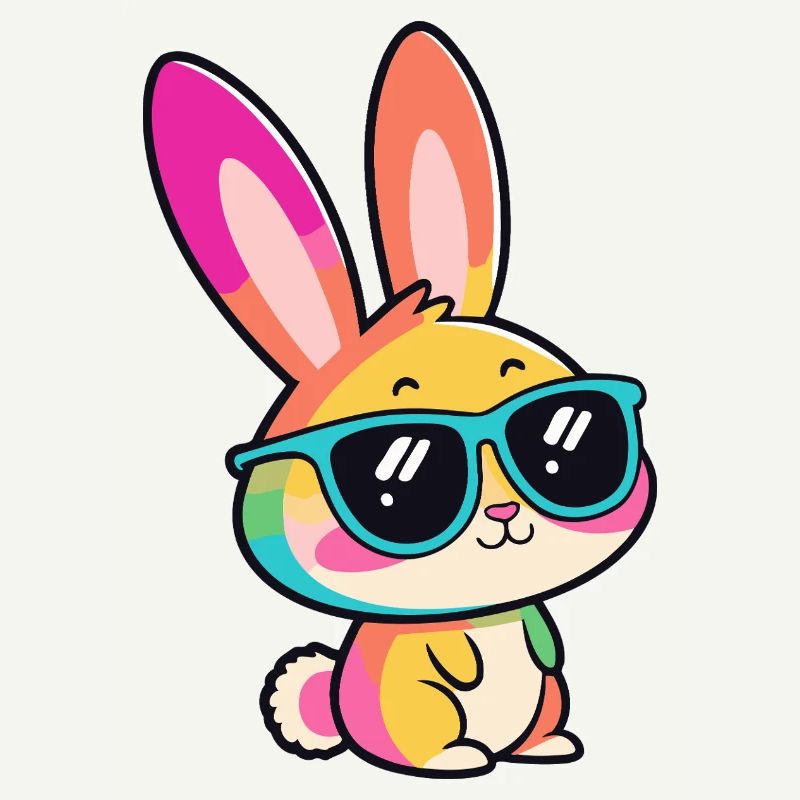 Rainbow Rabbit in Glasses