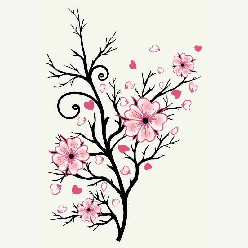 Cherry Tree Cherry Blossoms with Hearts Sakura Spring