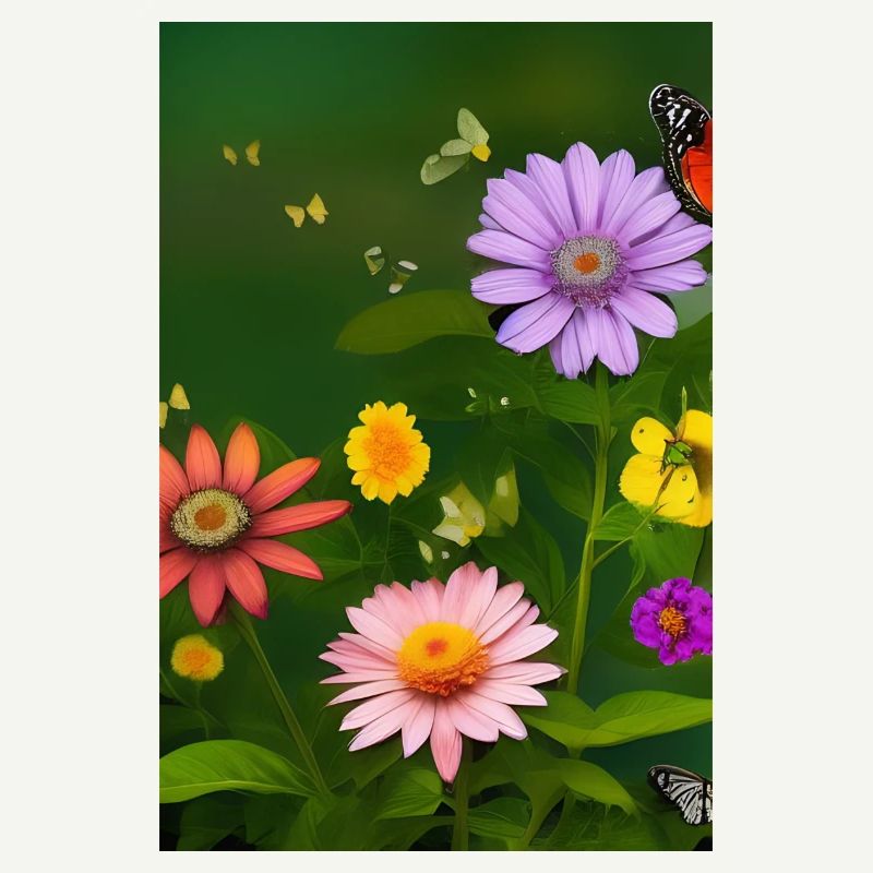 Fleurs et papillon