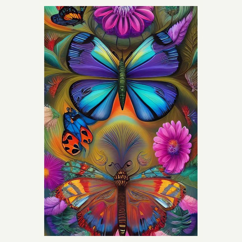 Fleurs et papillon