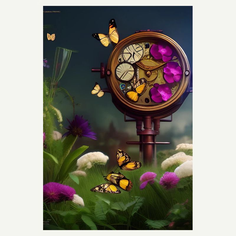 Fleurs et papillon