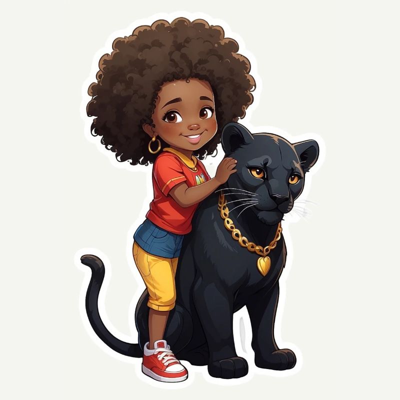 Kinder mit schwarzem Panther