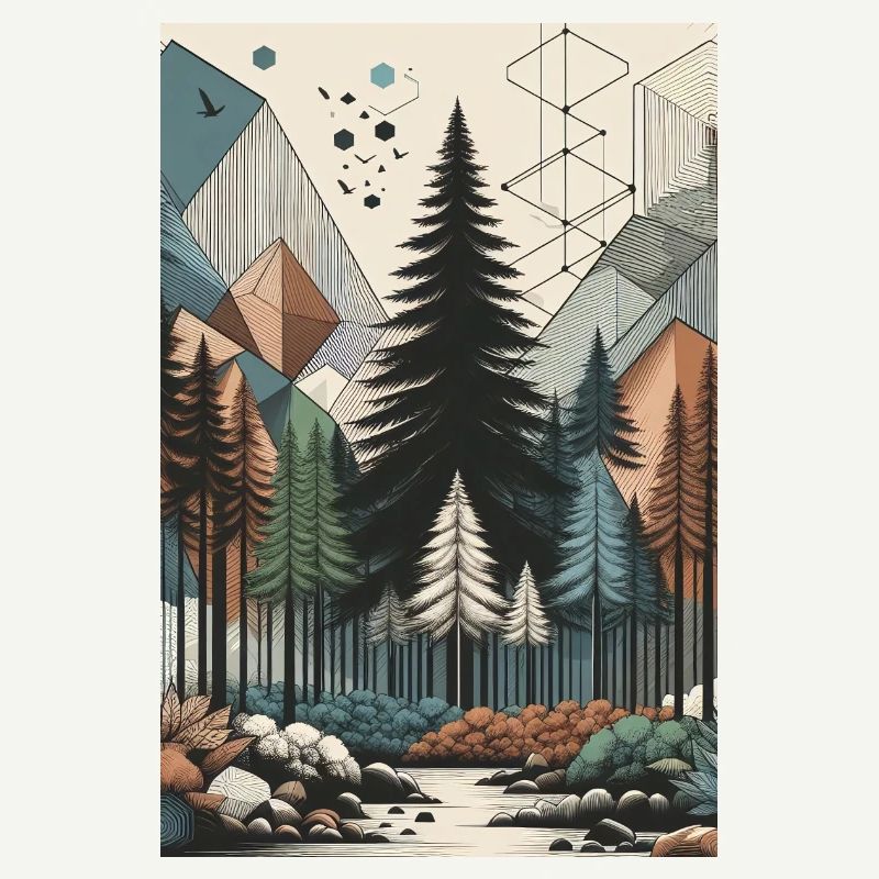 Abstract Enchanted Forest Magic and Geometry Unite