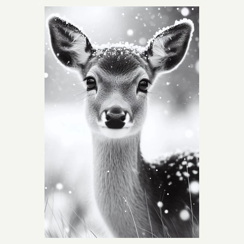 Cerf tranquille dans la forêt enneigée