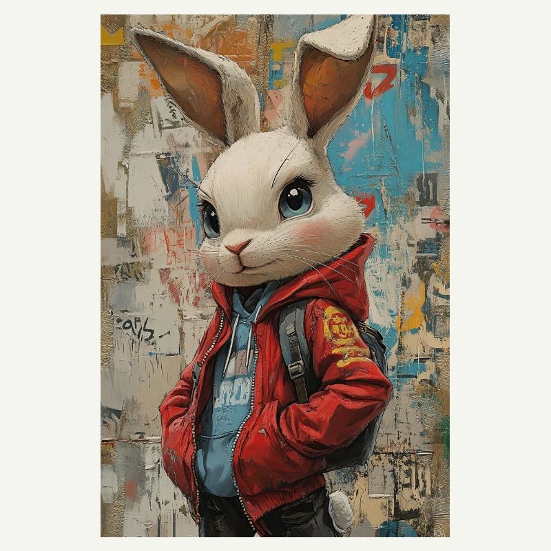 Bunny in graffiti jacket