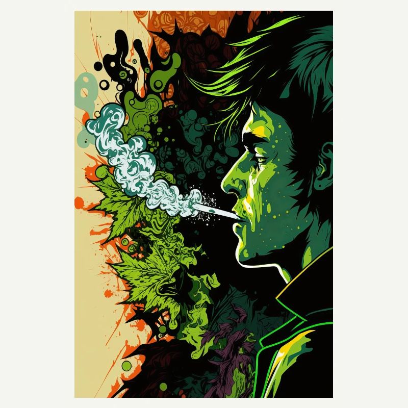Visage psychédélique vert