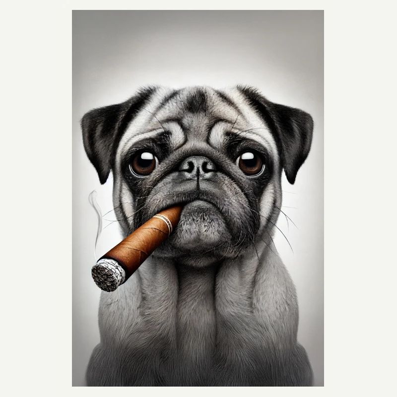 Mops mit Zigarre