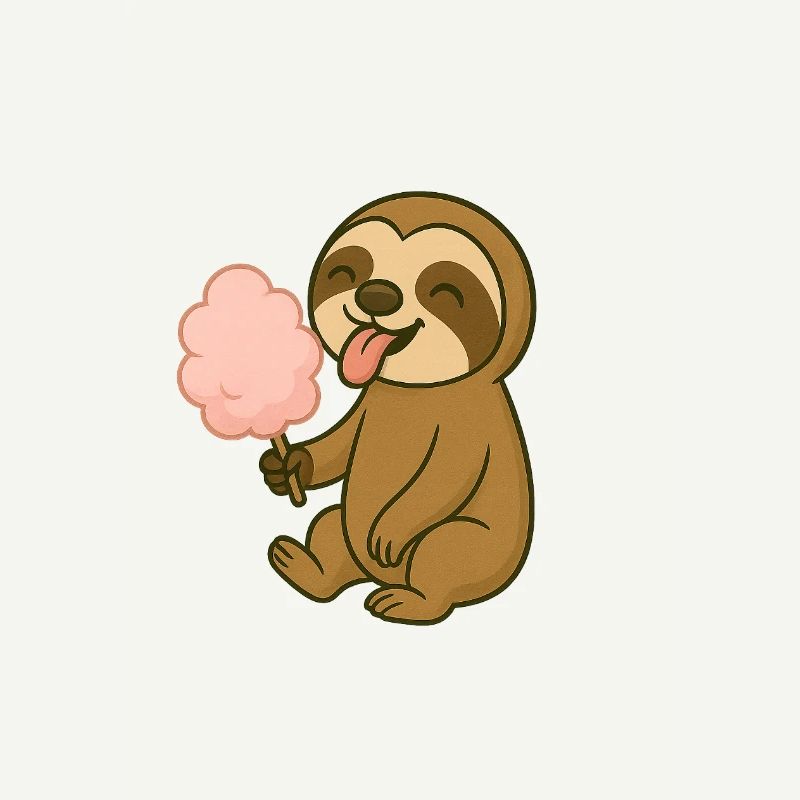 Cute sloth with cotton candy