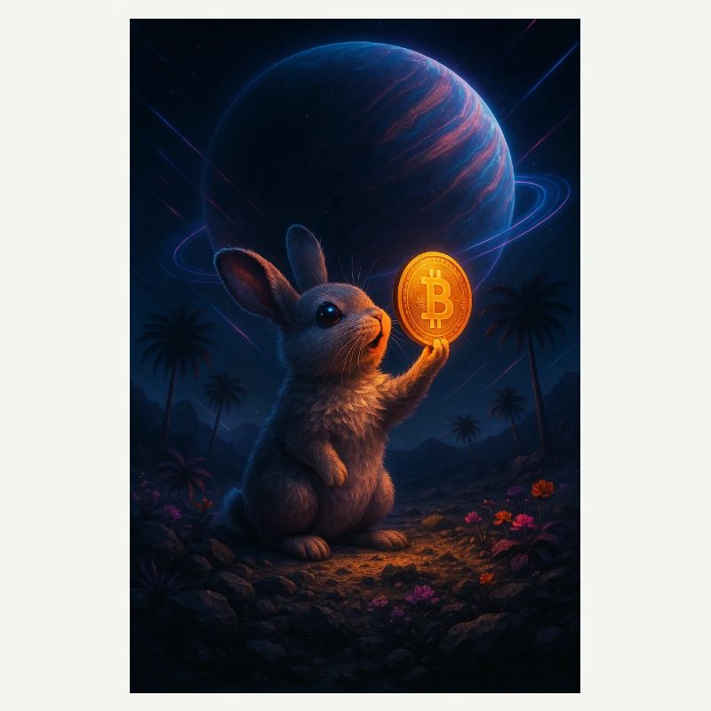 Lapin de l’espace avec Bitcoin Coin