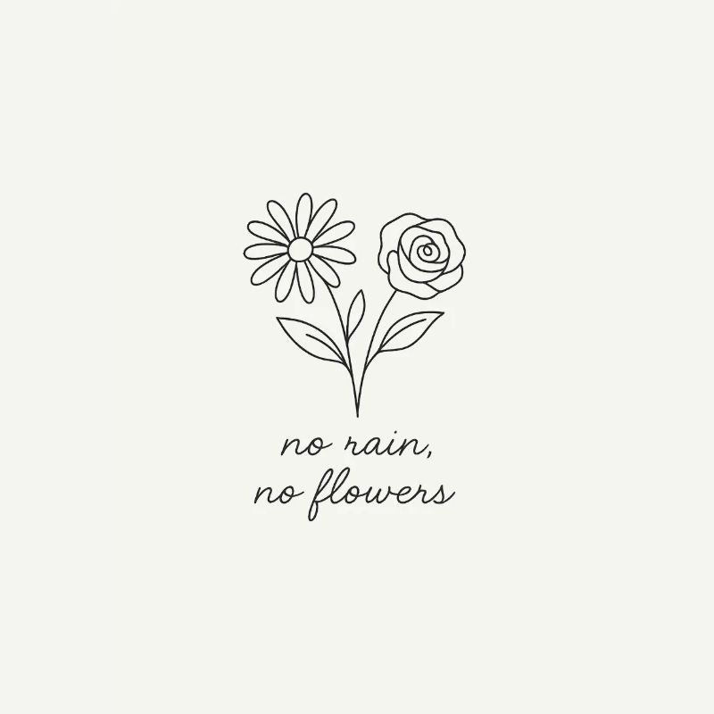Pas de pluie, pas de fleurs - Dessin à la main, minimalisme