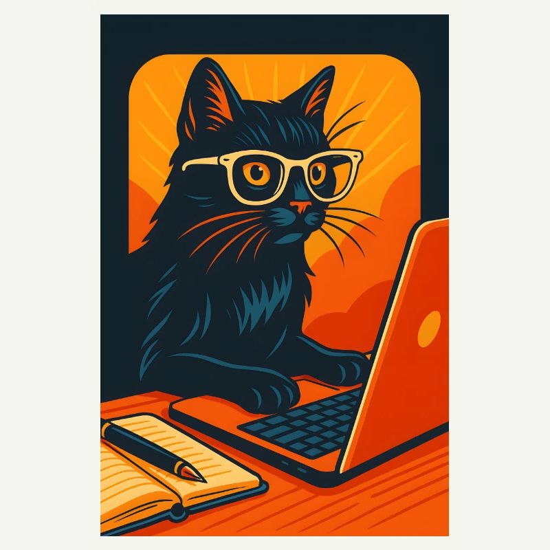 Technisch versierte Katze mit Brille, liebe Katzen
