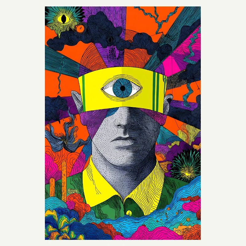 Visionäres Gesicht mit hypnotischem Blick