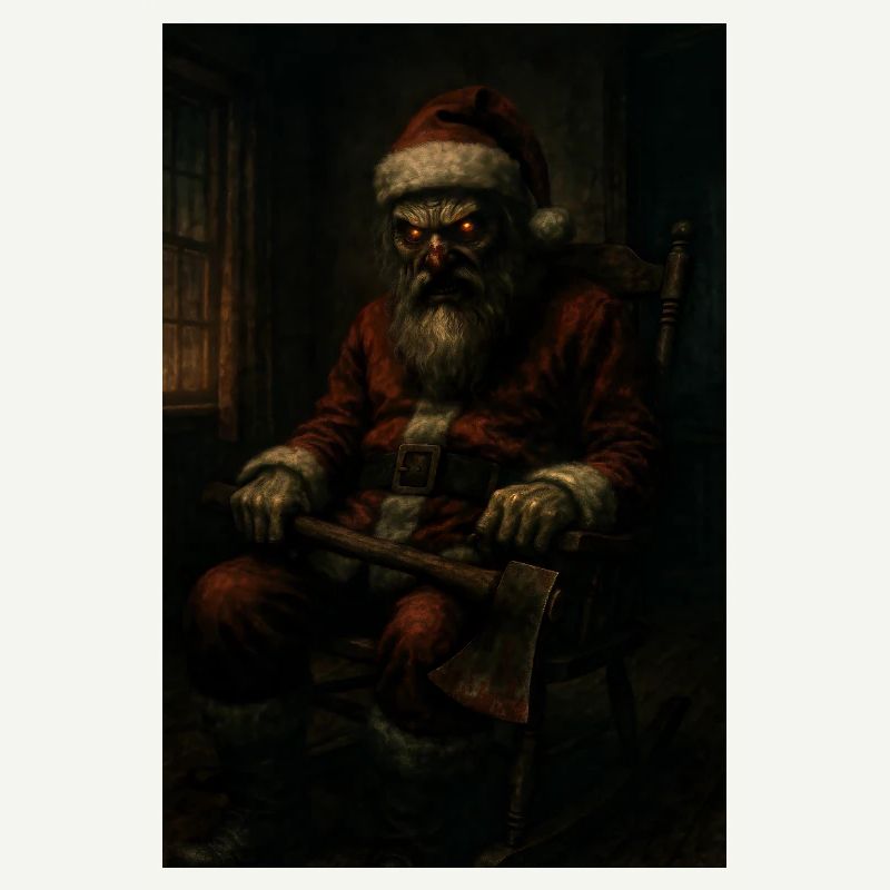 Dunkler Weihnachtsmann mit Axt