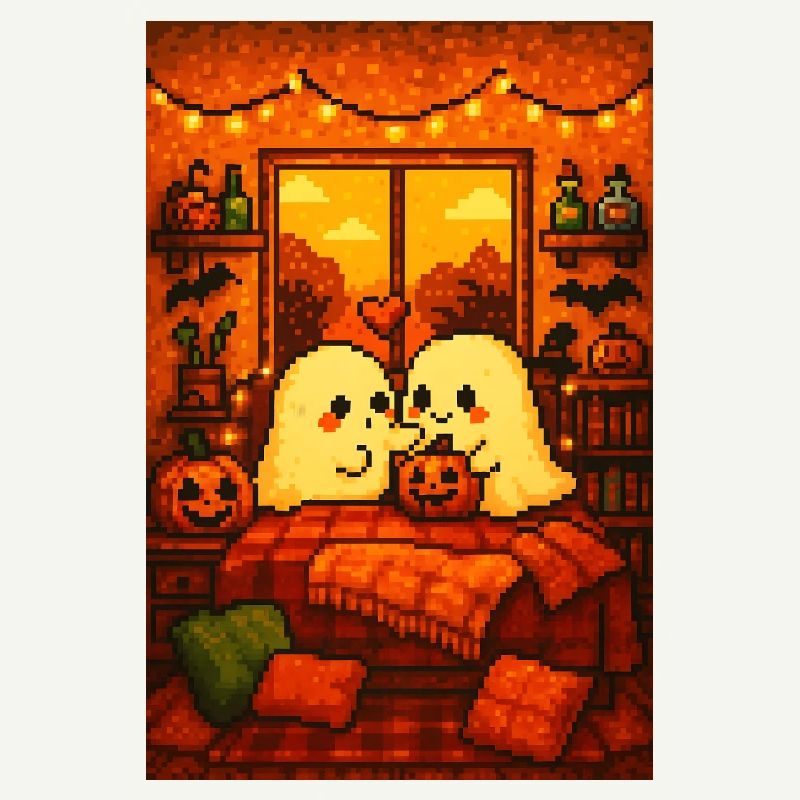 Cute Ghosts Pixel Art