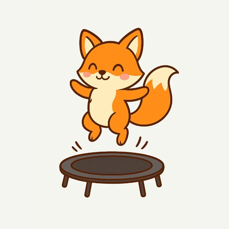 Cute fox on trampoline