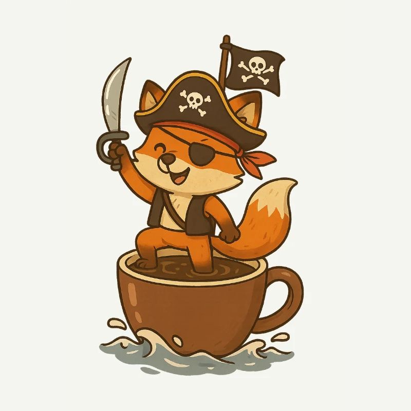 Fox Pirate with Eye Patch and Treasure Flag