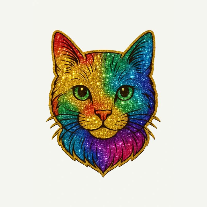 Rainbow Cat Head Glitter