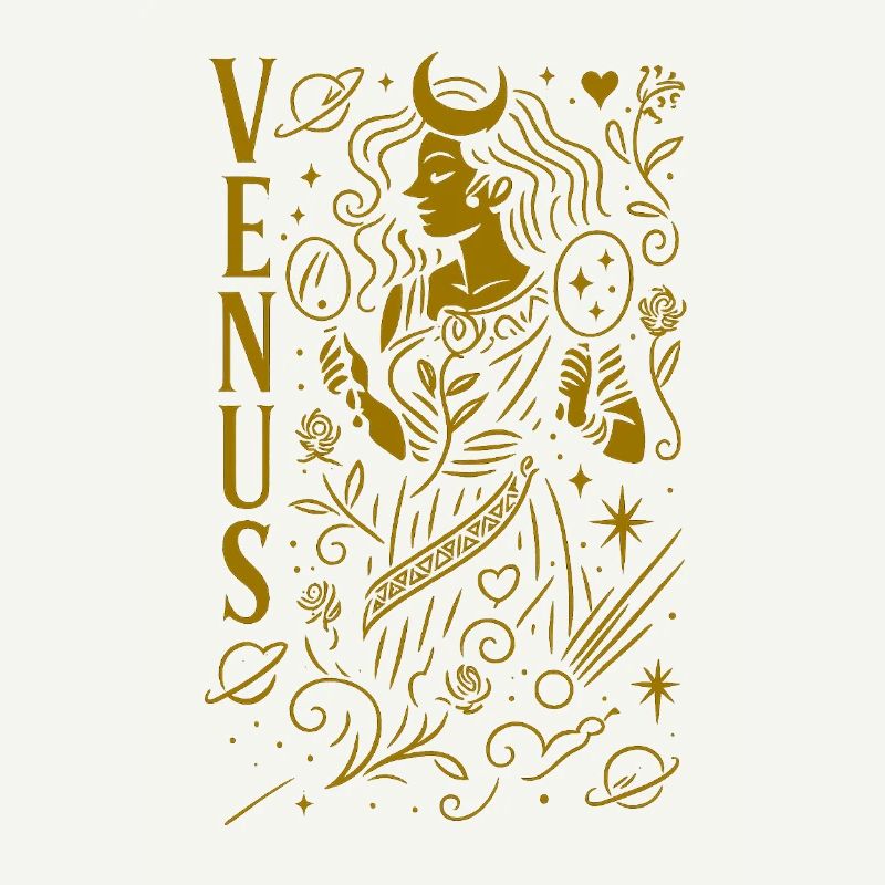 Venus Celestial Line Art Goddess