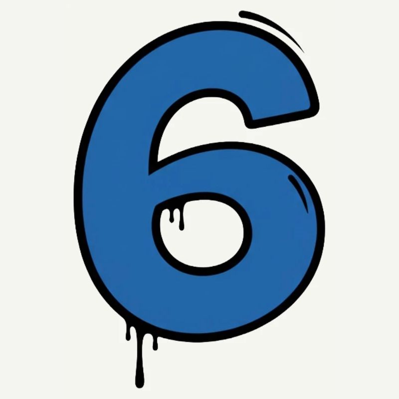 Graffiti Digit 6 Bleu