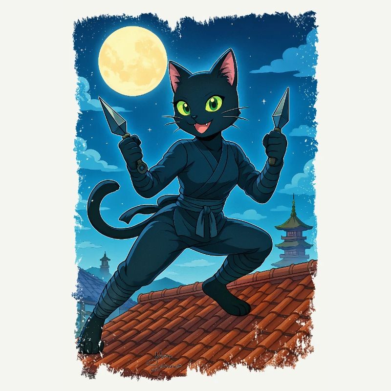 Chat ninja de la lune