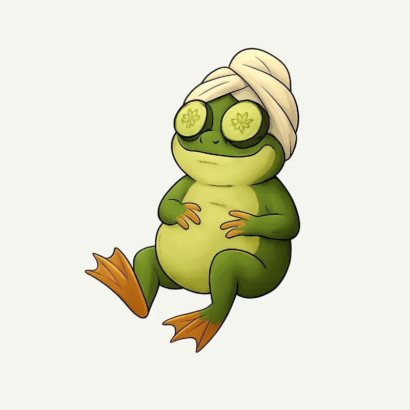 Masque concombre grenouille dans le spa