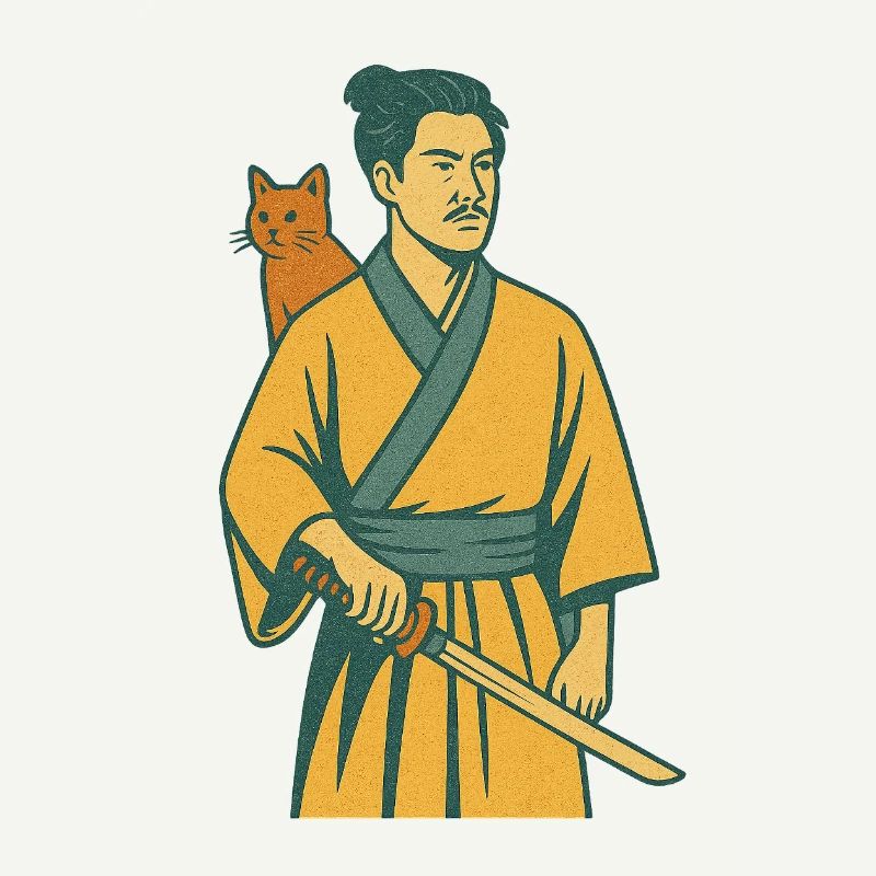 Samouraï avec chat