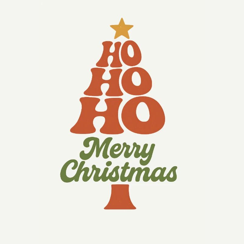 HoHoHo Weihnachtsbaum Typografie
