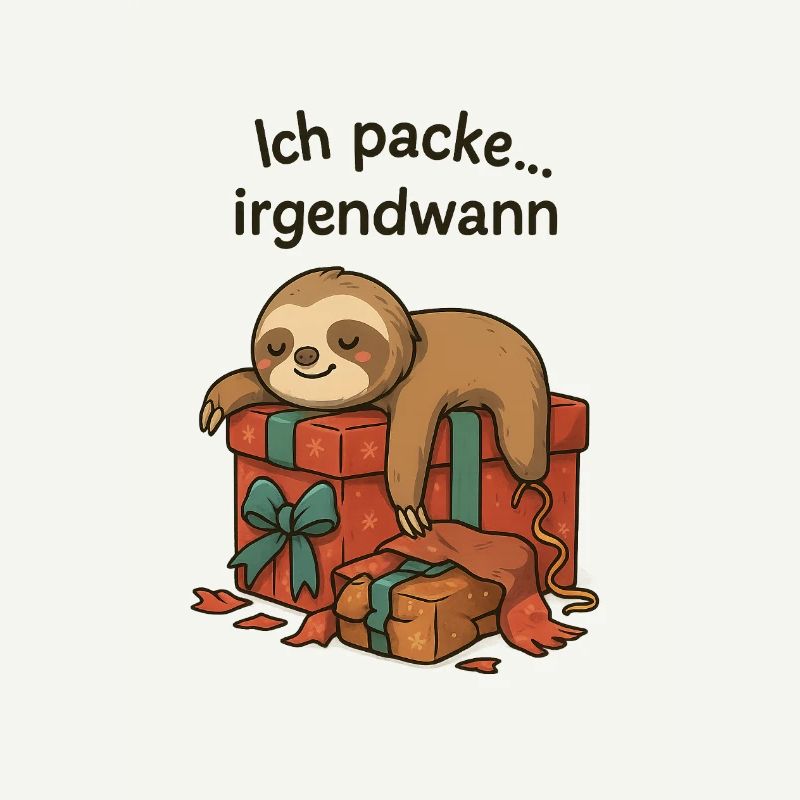 Faultier beim Geschenkestapel
