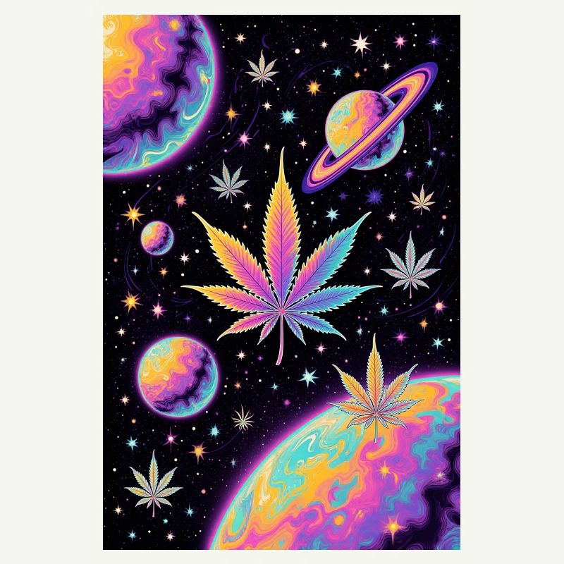 Psychedelic Space Cannabis Pattern