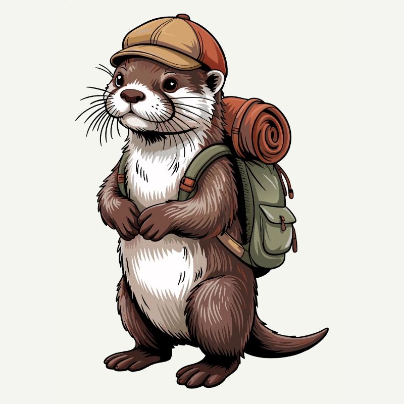 Otter hiker with backpack