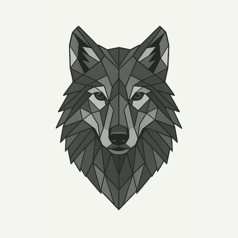 Geometric Gray Wolf Head