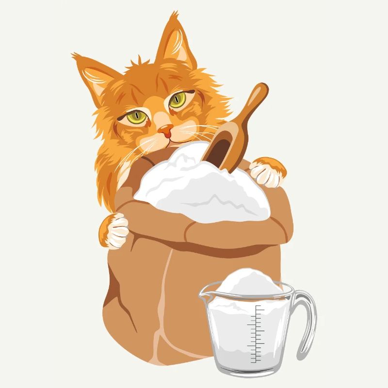 Die rote Katze lugt hinter dem Sack hervor