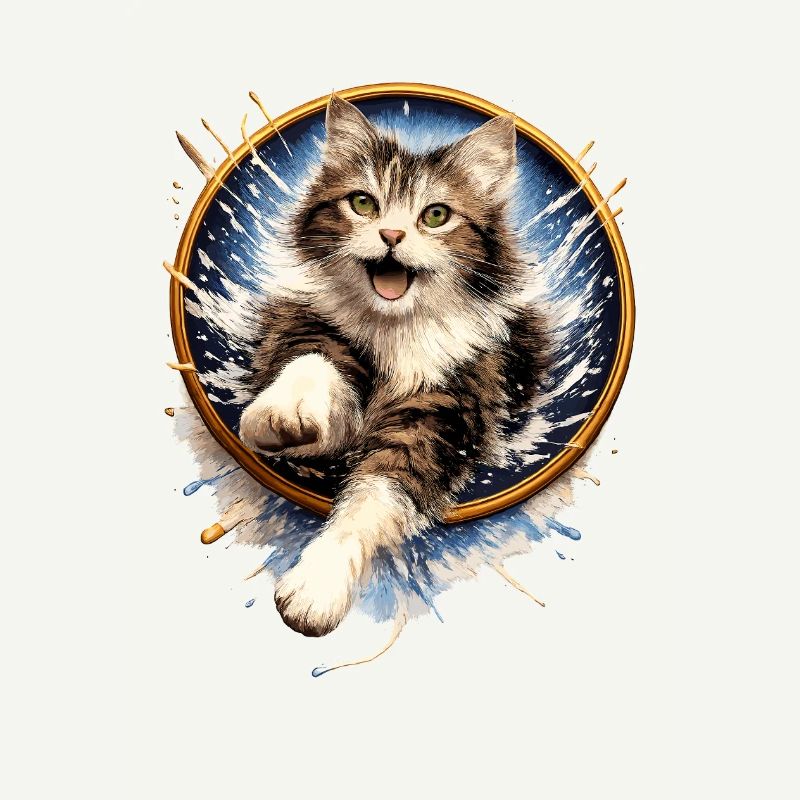 Saut de l’anneau pour chat dans un éclaboussure d’eau