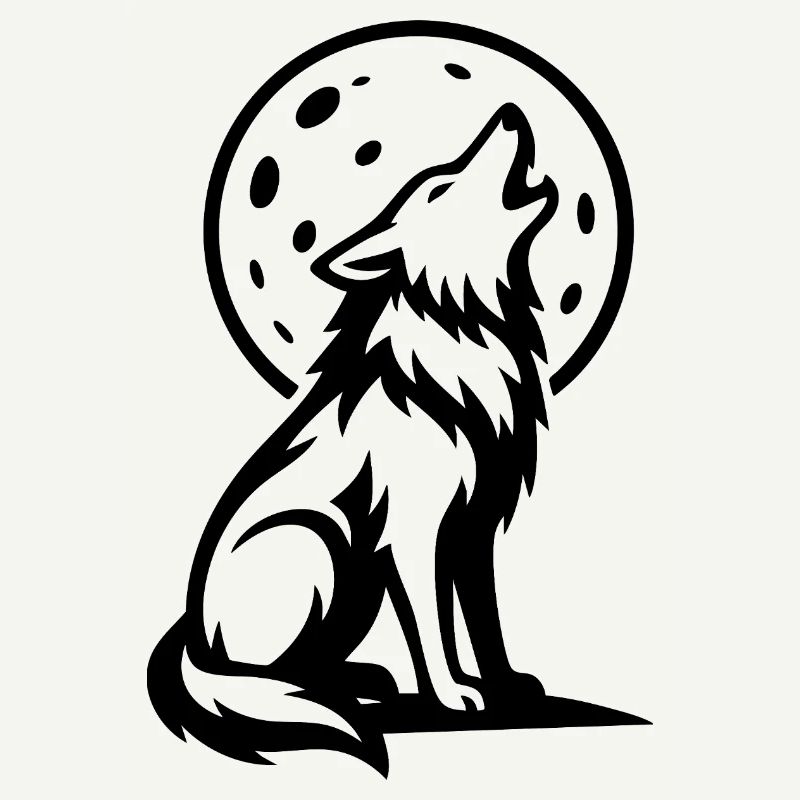 Wolf howling at full moon
