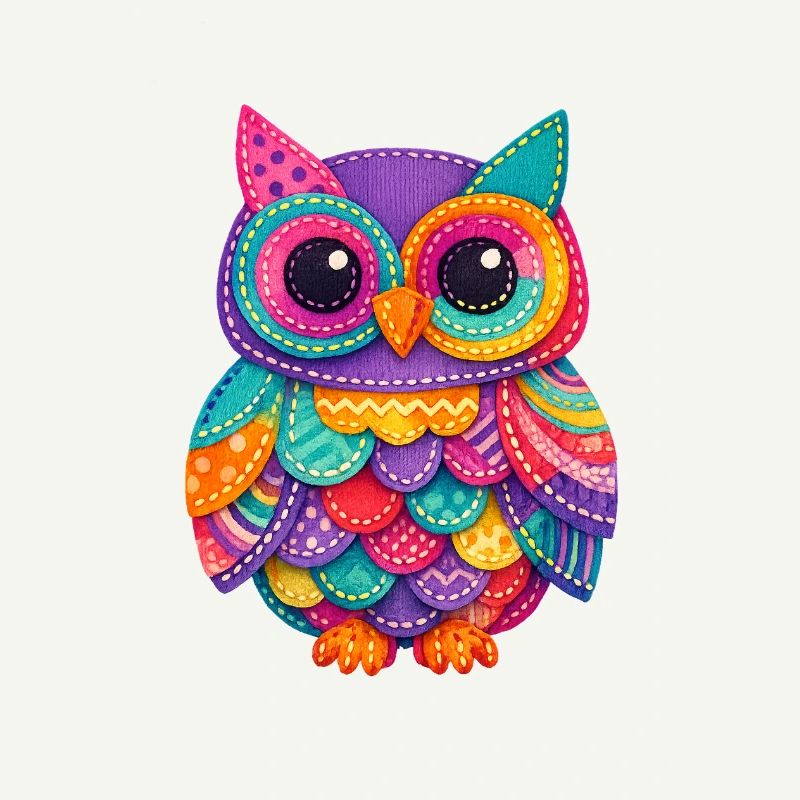 Magie du Hibou en Patchwork