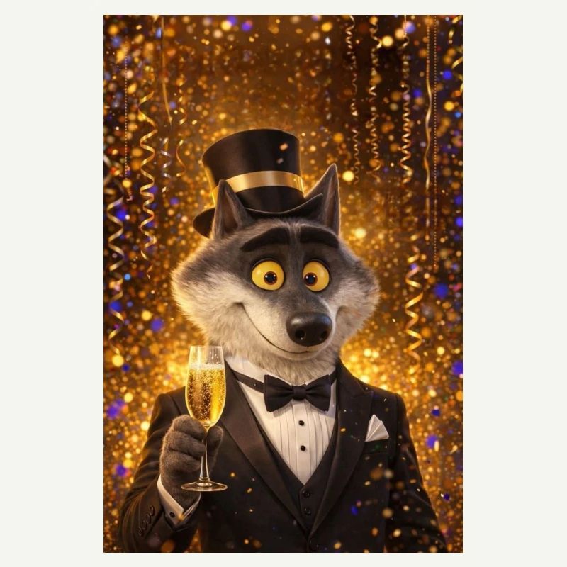 Eleganter Wolf am Abend
