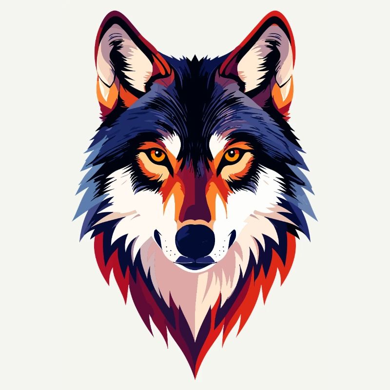 Colored Wolf Head Wolf Look Wolf Head Motif