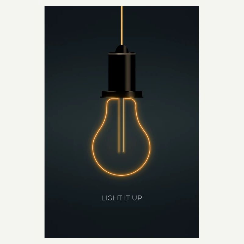 Light It Up – Neon Light Bulb Poster