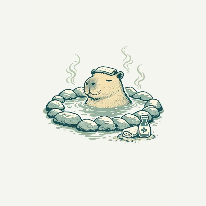 Capybara dans le bain de source