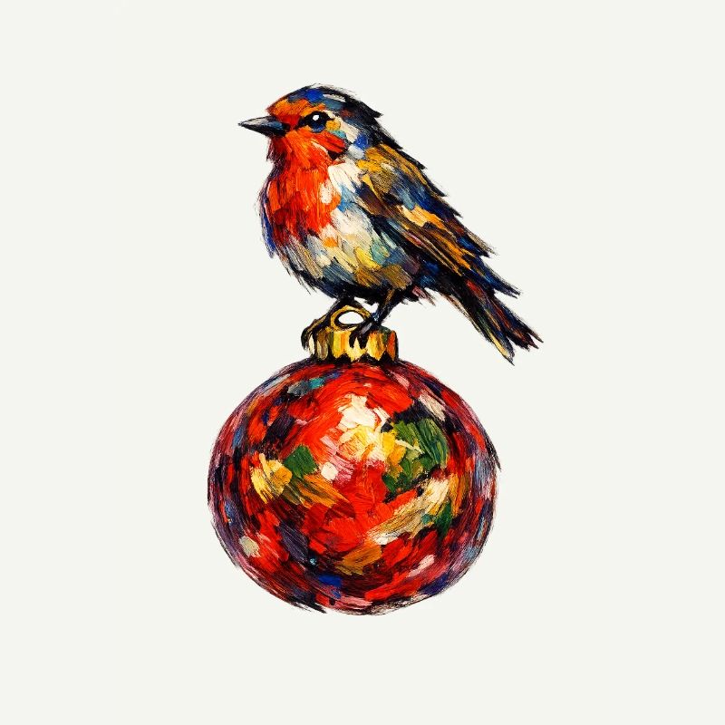 Vogel auf Weihnachtskugel
